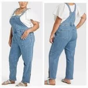 NWT AVA & VIV WOMEN'S MEDIUM WASH DENIM BIB OVERALLS SIZE 14W